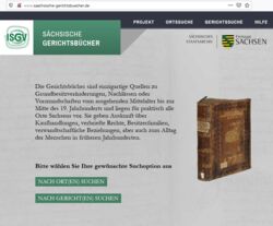 Screenshot der Webseite der Sächsischen Gerichtsbücher